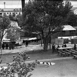 Настольный теннис в одном из дворов Южно-Сахалинска (1960-е годы).