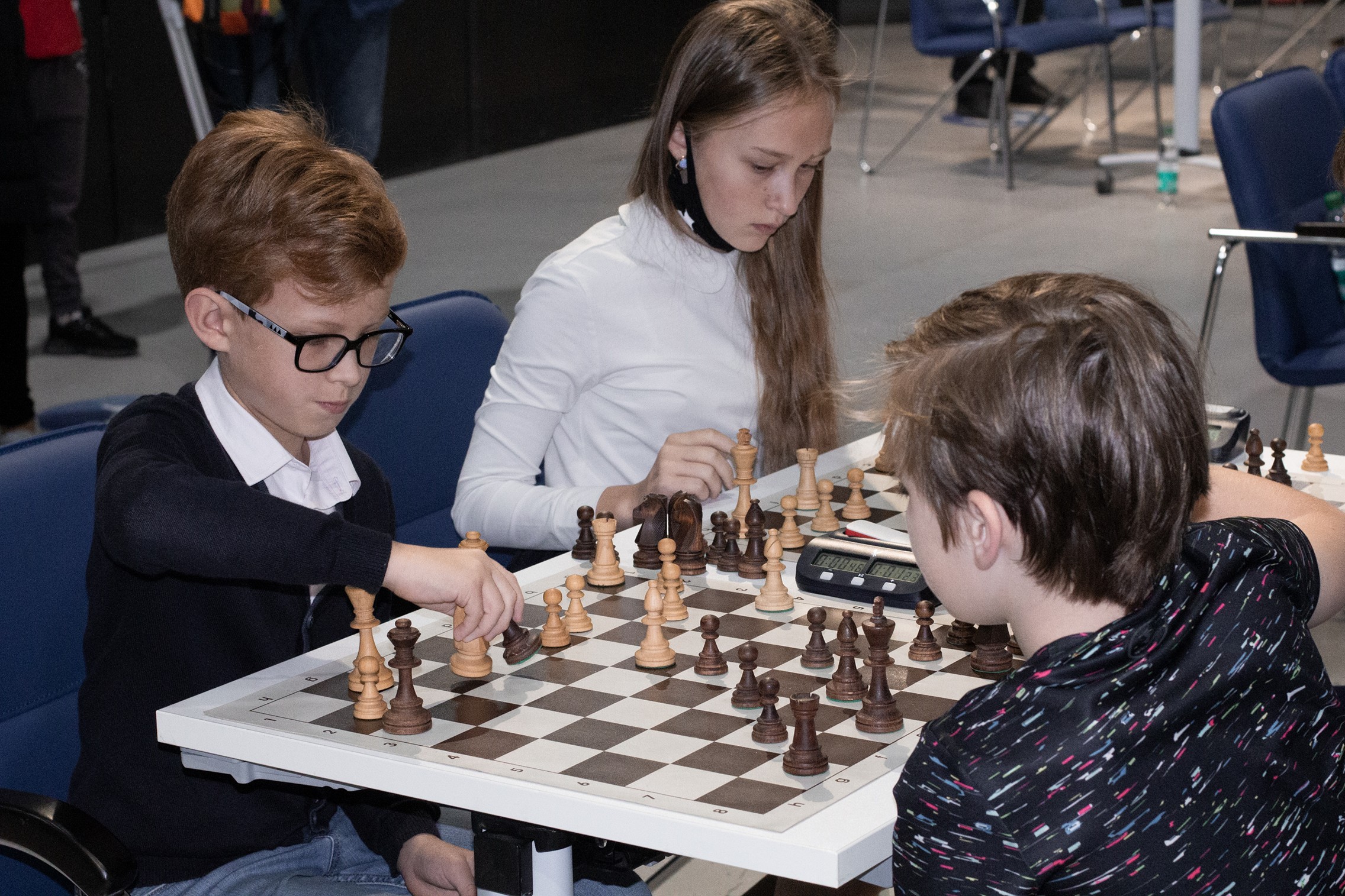 Блиц-турнир с участием международных гроссмейстеров Александра Рахманова и Марии Фоминых (фото Светланы Кругловой)