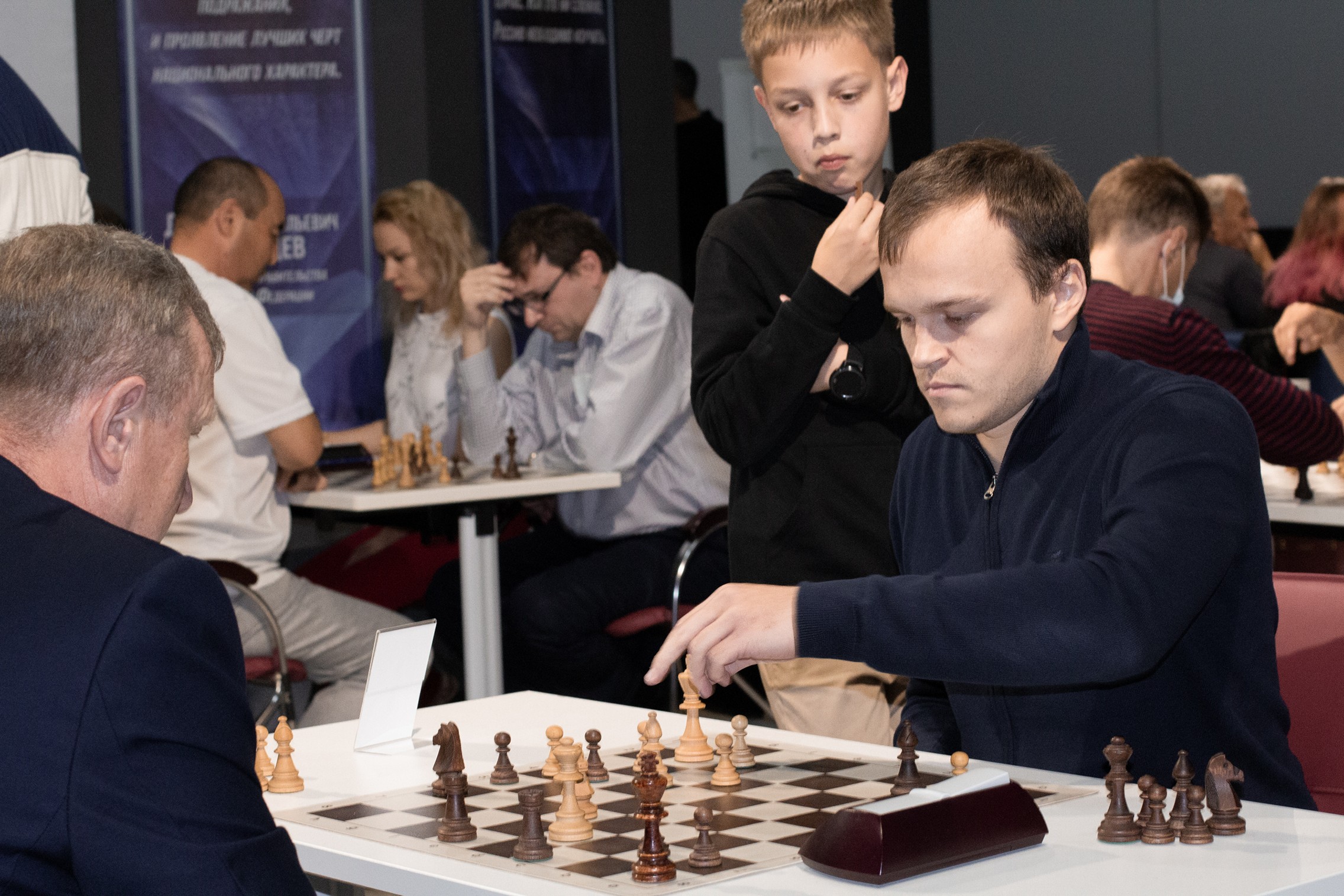 Блиц-турнир с участием международных гроссмейстеров Александра Рахманова и Марии Фоминых (фото Светланы Кругловой)