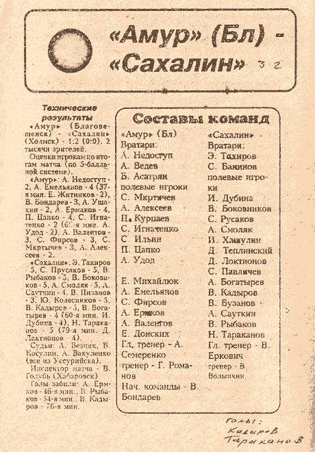 "Амур" (Бл) - "Сахалин"